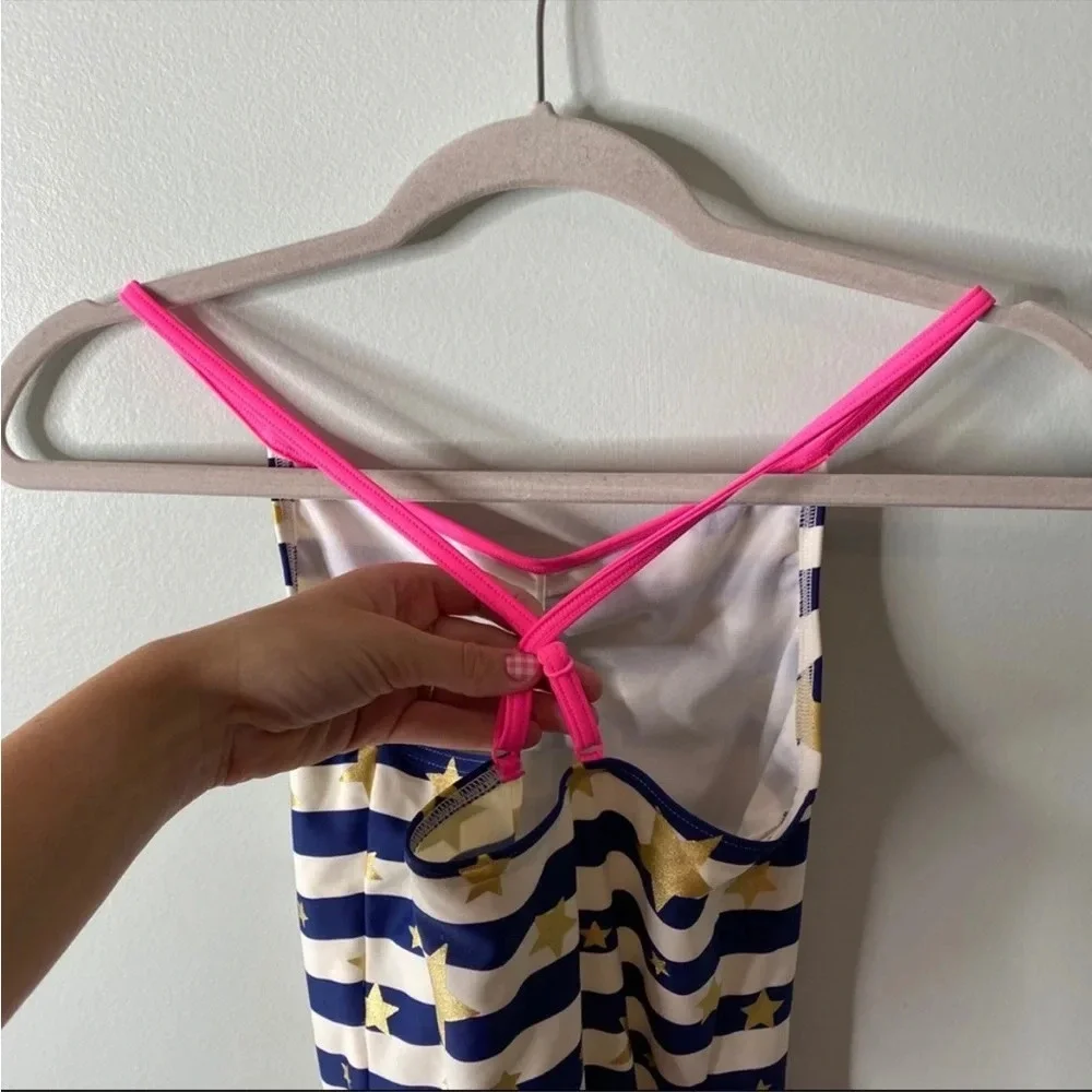 Boden Girls Stars and Stripes One Piece Swimsuit
